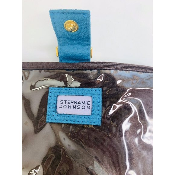 Stephanie Johnson Cosmetic Bag/Roll Crystal Bling Brown Faux Mink Fur NWOT - Picture 4 of 6